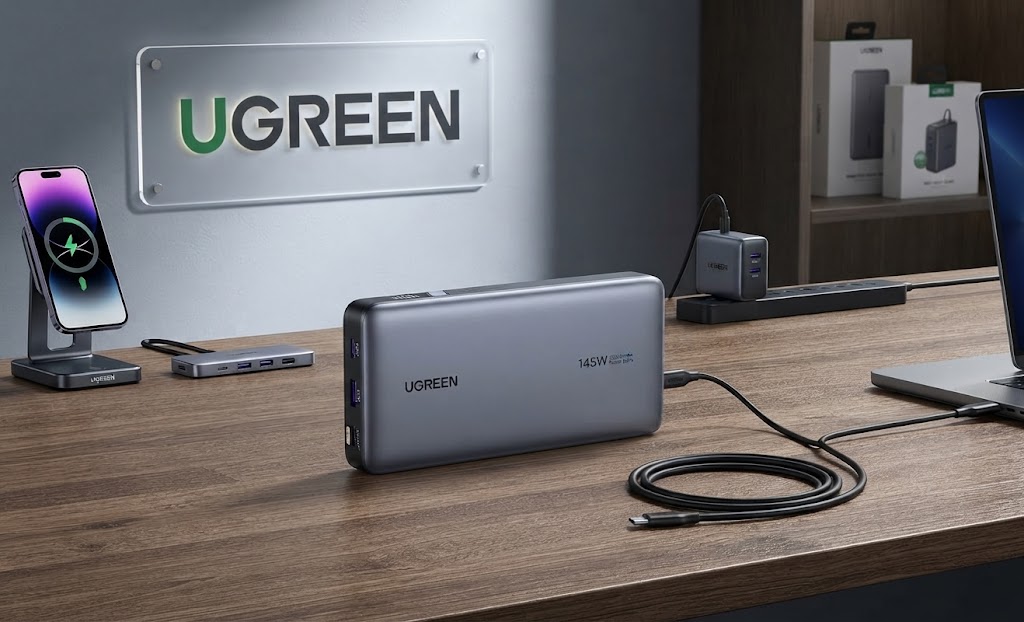 Batterie externe Nexode PB553 UGREEN — 145W, 25 000 mAh, 3 ports, écran LCD. Ne manquez plus de charge.