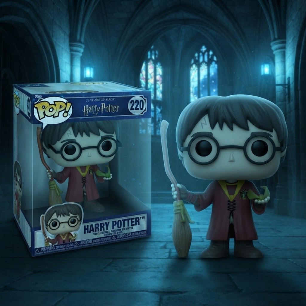 Figurine Funko Pop n°220 — Harry Potter au Quidditch, Nimbus 2000 & Vif d'Or. 25 cm, inspirée du Prisonnier d'Azkaban. À collectionner !