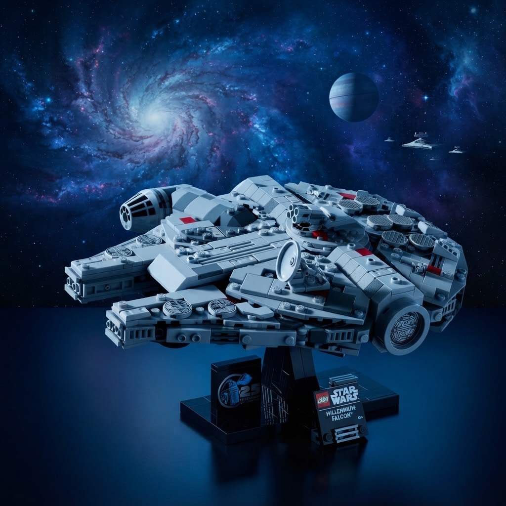 LEGO Star Wars Millennium Falcon 75375 — 921 pièces, collection Starship, 25e anniversaire. Modèle de collection 18+ avec socle d'exposition.