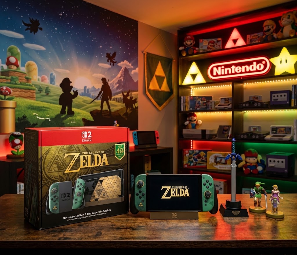 Nintendo Switch 2 — Édition Spéciale 40 Ans de The Legend of Zelda : Console collector, design exclusif, contenu bonus et précommandes disponibles.