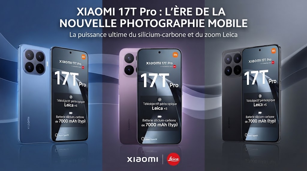 Xiaomi 17T Pro 5G — Écran 6,83″, 256 Go, Double nano SIM, teinte Violet. Toutes les performances dans votre poche.