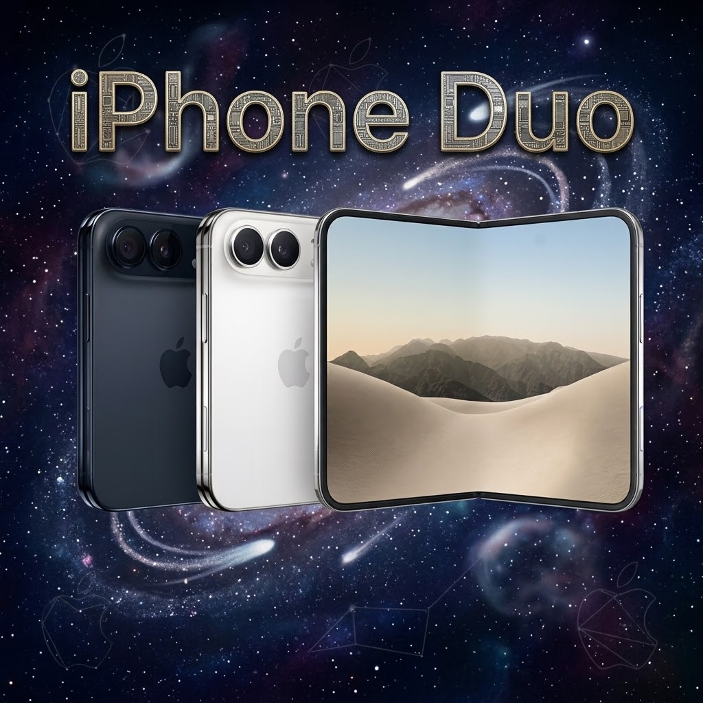 iPhone Duo : élégance pliable. 7,6" Super Retina XDR, puce A20 Pro ultra-performante, double eSIM. Du 256 Go au 2 To — deux finitions sublimes !