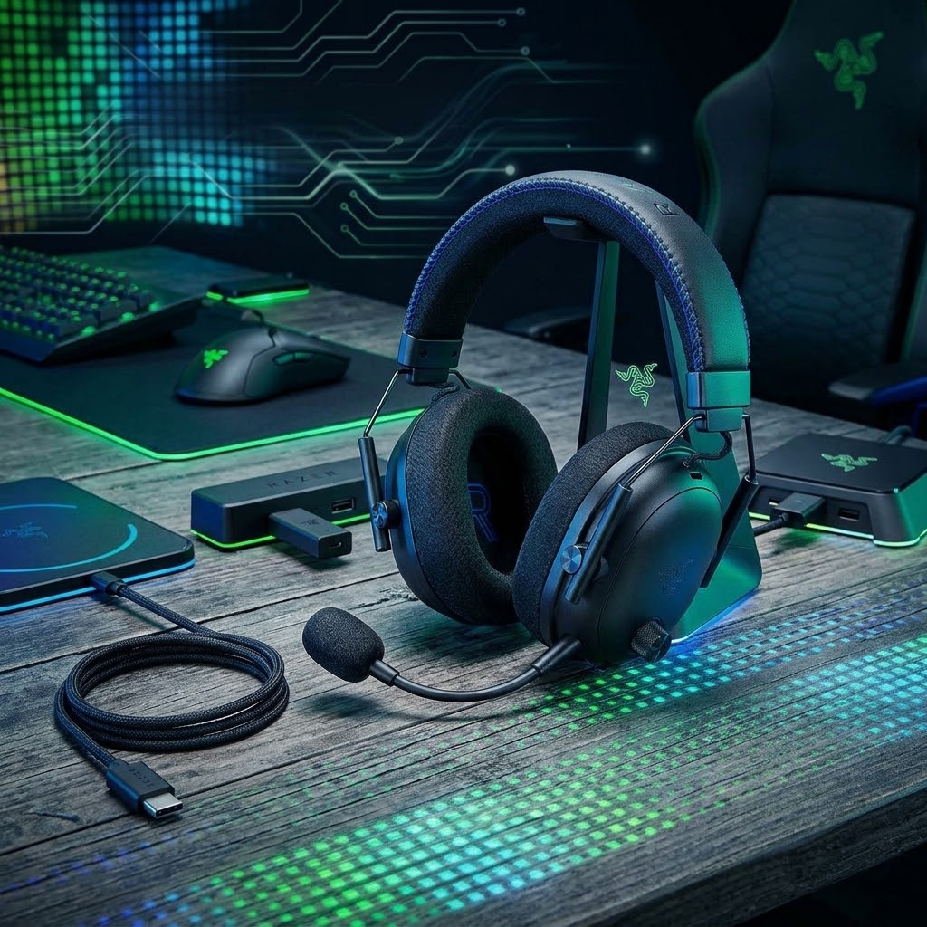 Casque Razer BlackShark V3 Pro PS5 — ANC actif, coussins mousse double densité 70h d'autonomie, micro détachable full-band.