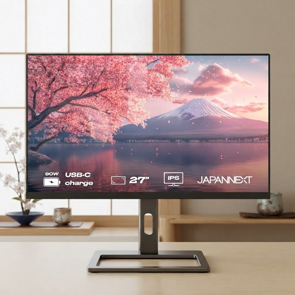 Écran 5K JAPANNEXT 27" — Dalle IPS, sRGB 100%, HDR. USB-C 90W pour charger votre ordinateur. Espace de travail maximal. 