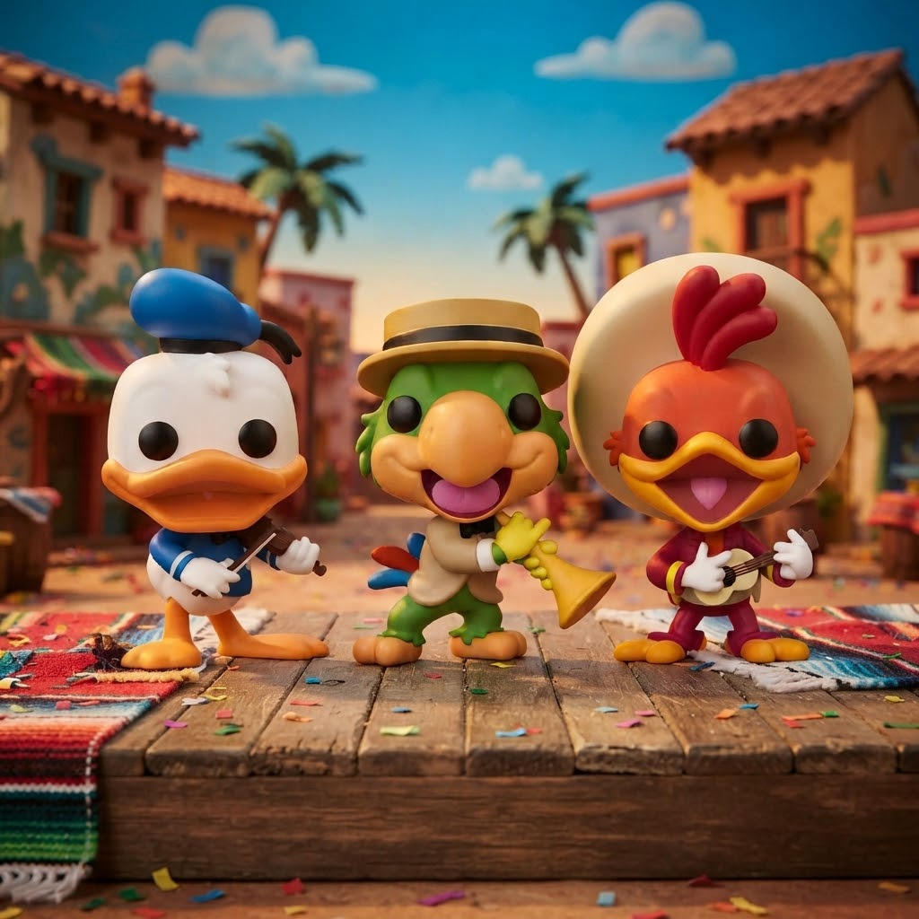 Pack 3 Funko Pop Les Trois Caballeros — Édition exclusive. Donald, José, Panchito. Film 1944. Non vendu séparément. Pièce incontournable !
