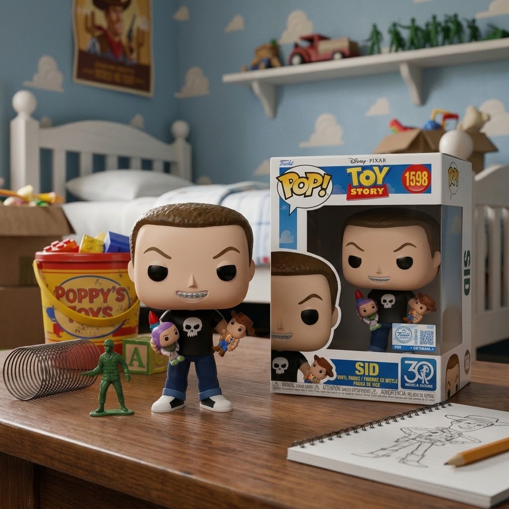 Sid — Funko Pop n°1598 Toy Story 30e. Figurine officielle exclusive. Le personnage culte avec ses mini Buzz et Woody.
