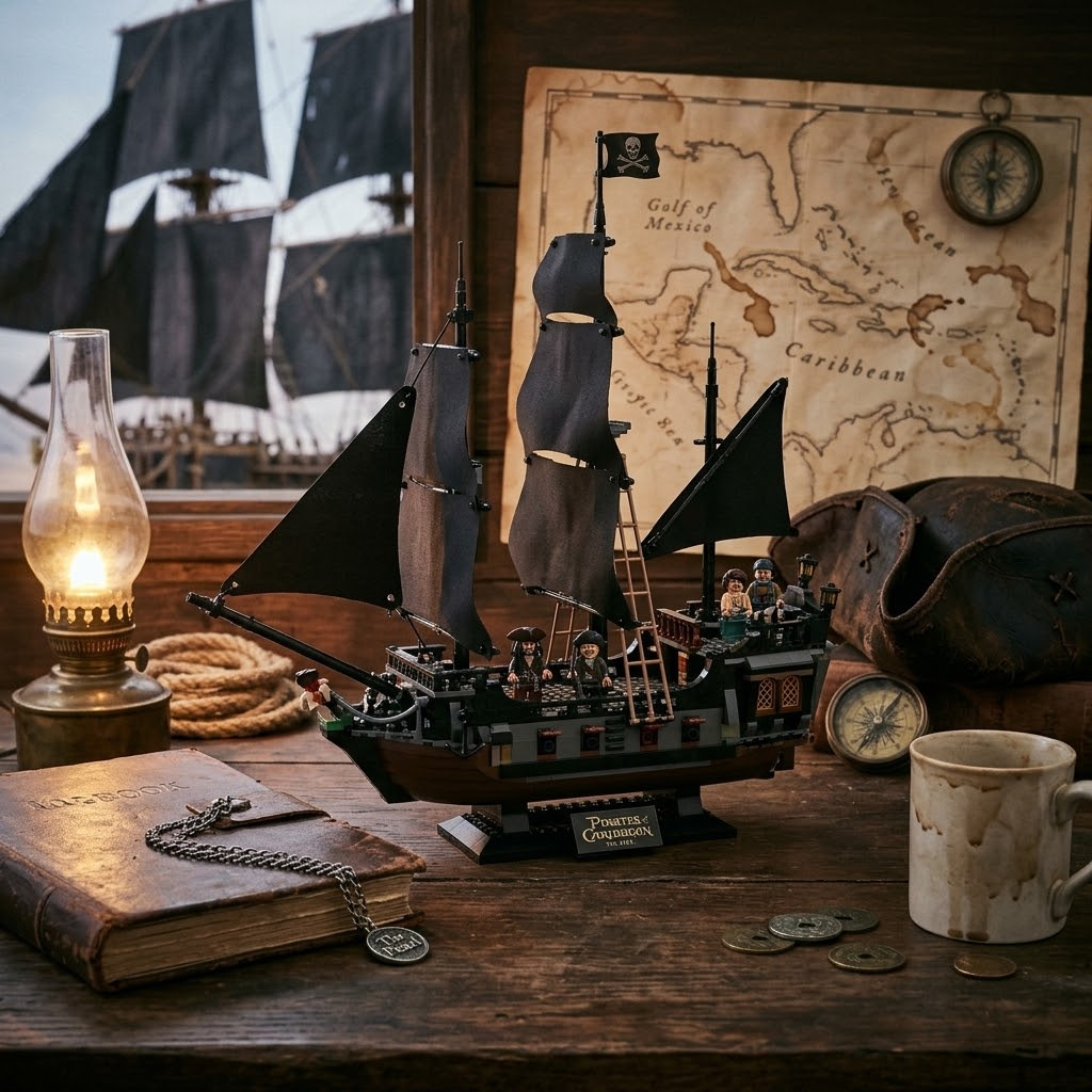 LEGO 4184 Le Black Pearl — Pirates des Caraïbes Sorti en 2011, désormais retiré. 53 cm de long, cabine ouverte, équipage complet.
