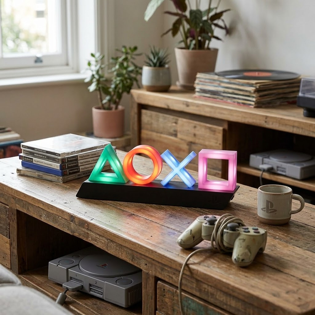 Lampe Paladone PlayStation — Triangle, rond, croix, carré. Lumière qui danse avec la musique. Produit officiel. Le cadeau idéal pour tout gamer.
