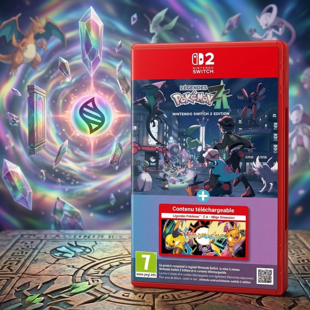 Légendes Pokémon : Z-A + Méga-Dimension — Nintendo Switch 2. Nouvelle histoire, zones inédites, Méga-Évolutions incluses. 100 Hyper Balls offerts