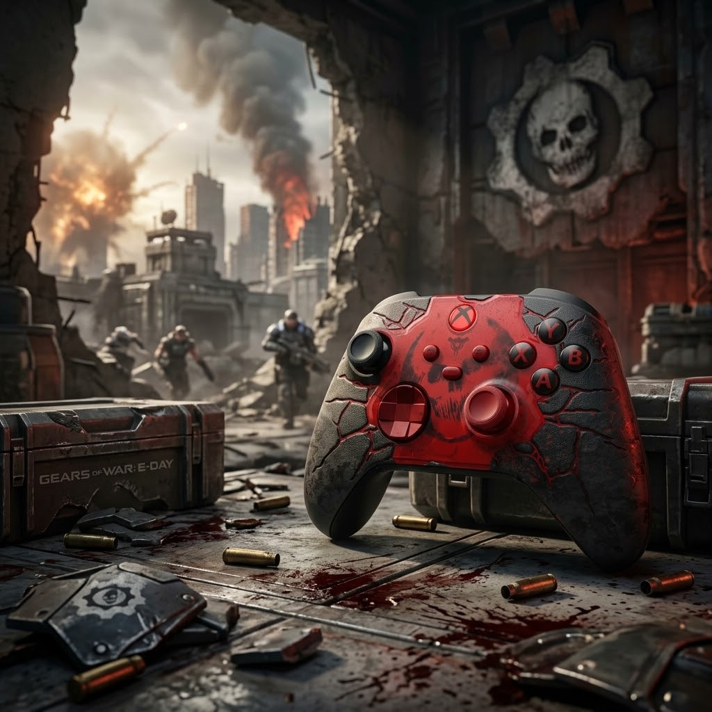 Manette Sans Fil Xbox — Gears of War: E-Day | Édition Limitée. Design exclusif, finitions premium, confort de jeu parfait. Rareté à saisir rapidement !
