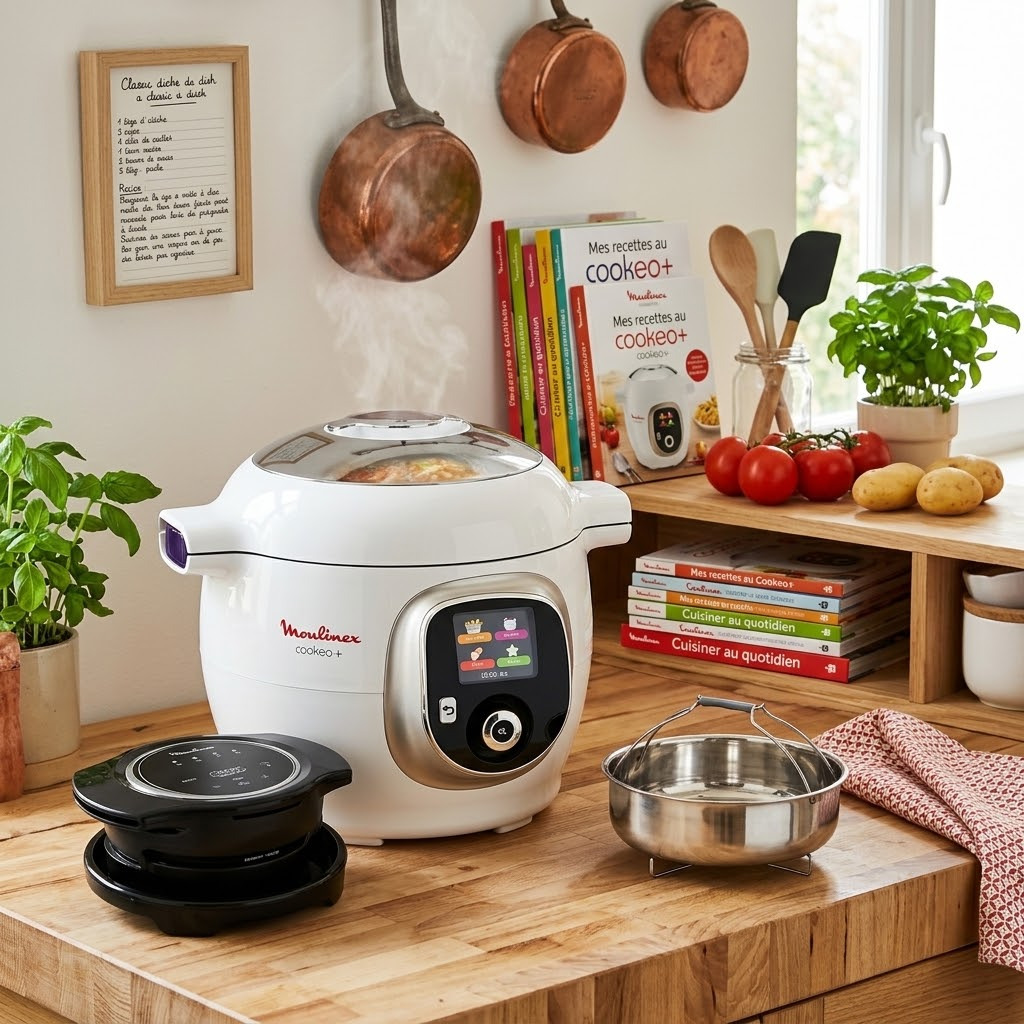 Multicuiseur intelligent Cookeo+ 6L Blanc CE85XA. 180 recettes, 6 modes de cuisson + Extra Crisp. Polyvalence et croustillance au quotidien !