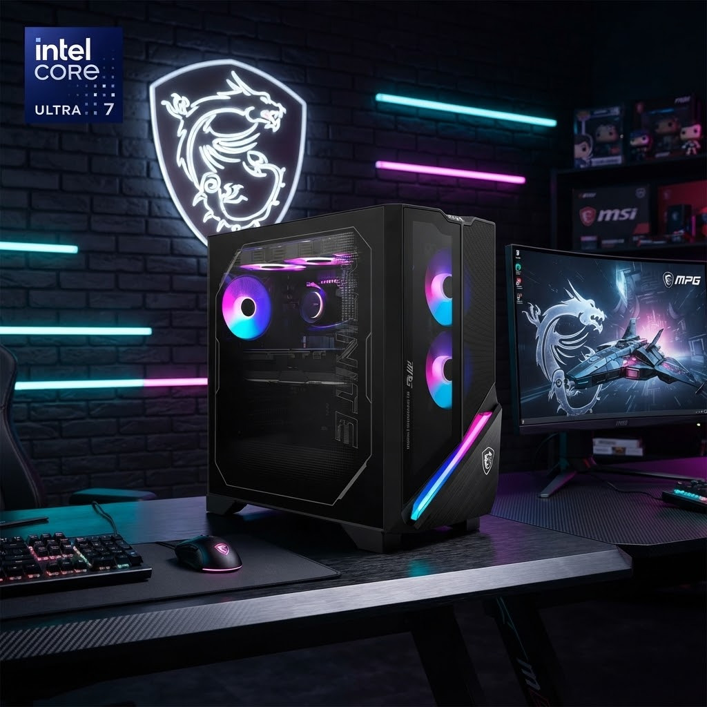 PC Gamer MSI X3 AI — Intel Ultra 7 avec NPU · RTX 5080 · Optimisation IA Silent Storm · 4K & création. Puissance sans compromis !
