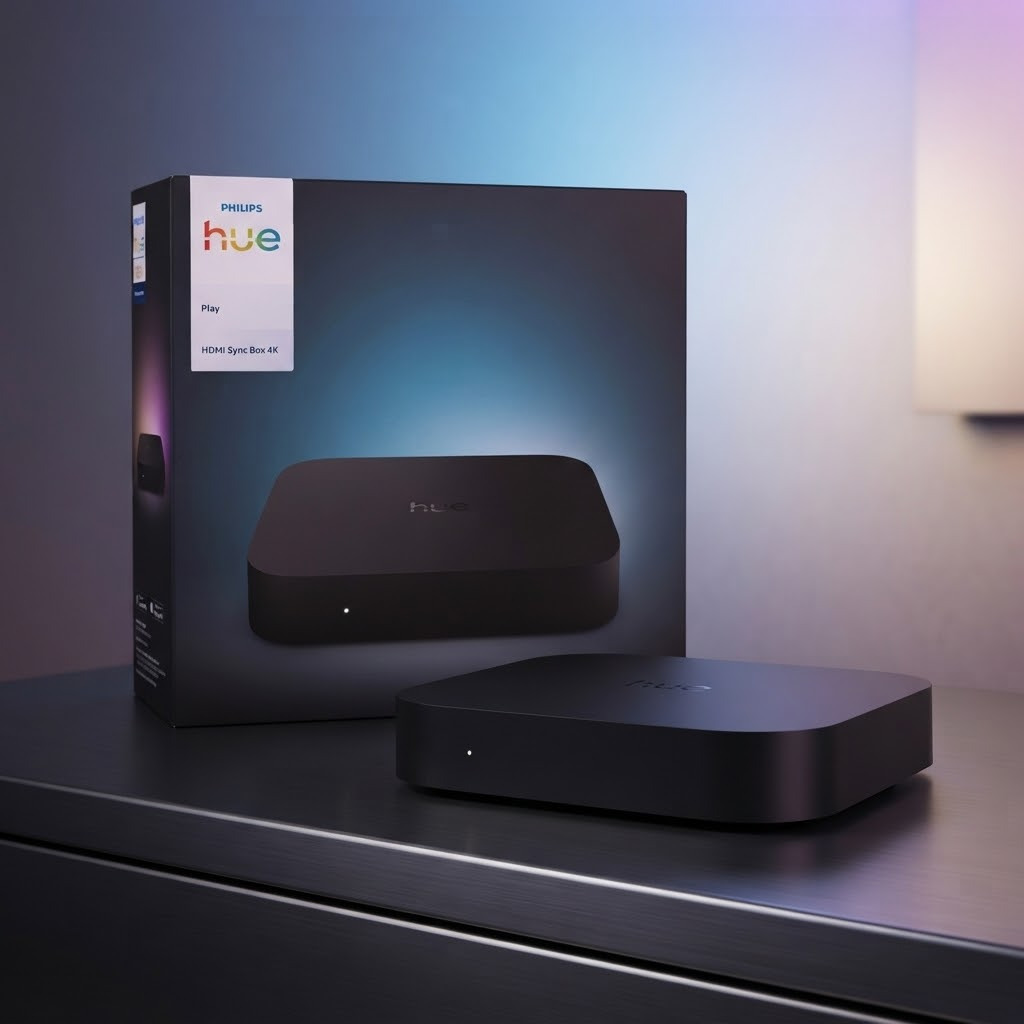 Sync Box Philips Hue 4K — Éclairage intelligent qui épouse chaque instant de votre écran. Jeu, cinéma, streaming. Réactivité instantanée.