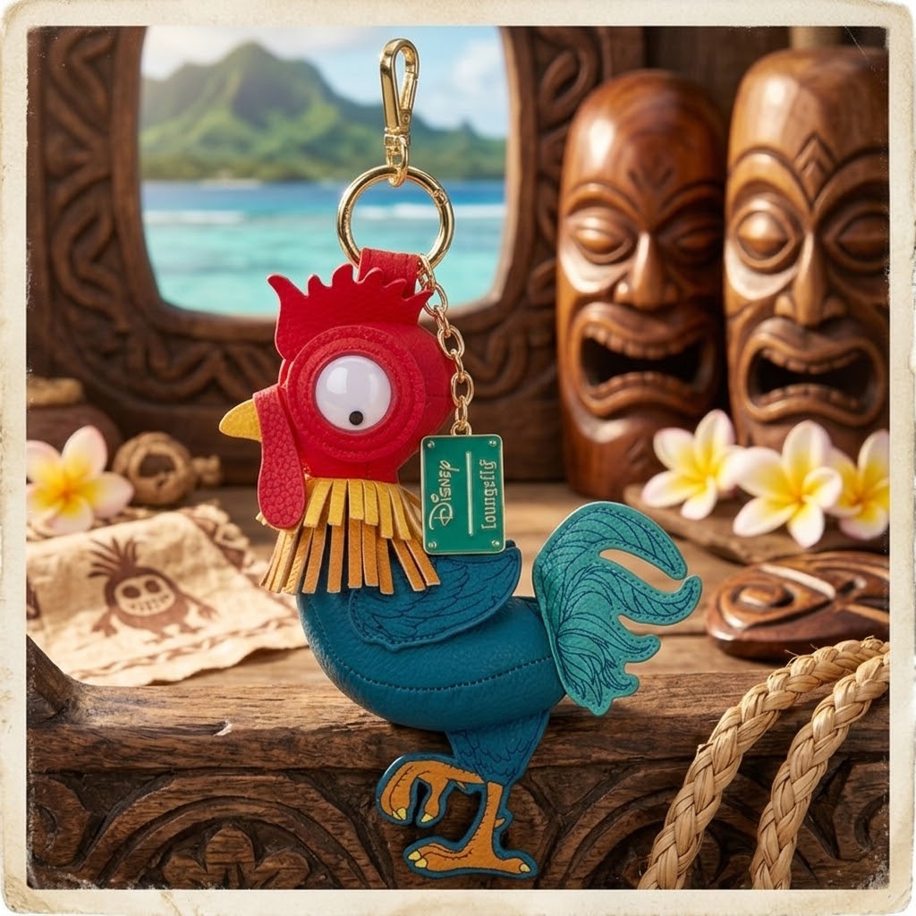 Porte-clés figuratif charme Hei Hei — Vaiana / Moana Disney. Figurine fidèle du coq légendaire, à accrocher à vos clés ou votre sac.