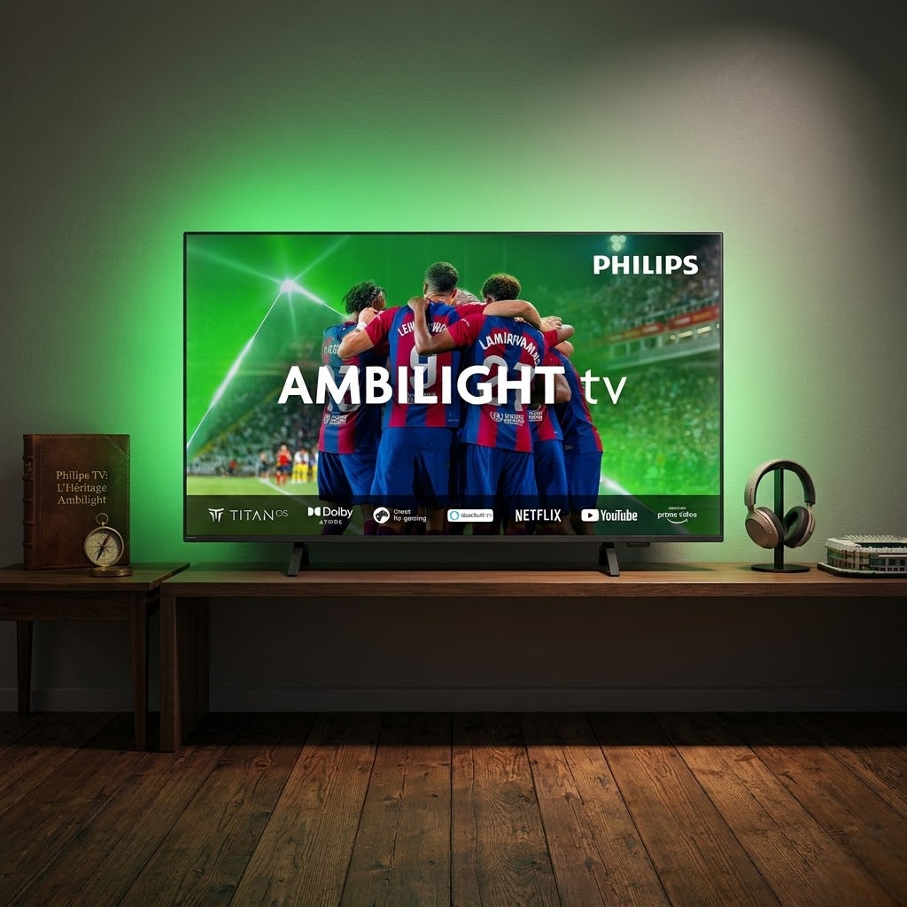 Philips 43PUS8349 : l'expérience Ambilight 3 côtés 🌟 TV 4K 108 cm, image ultra-précise, son Dolby Atmos cinématographique.