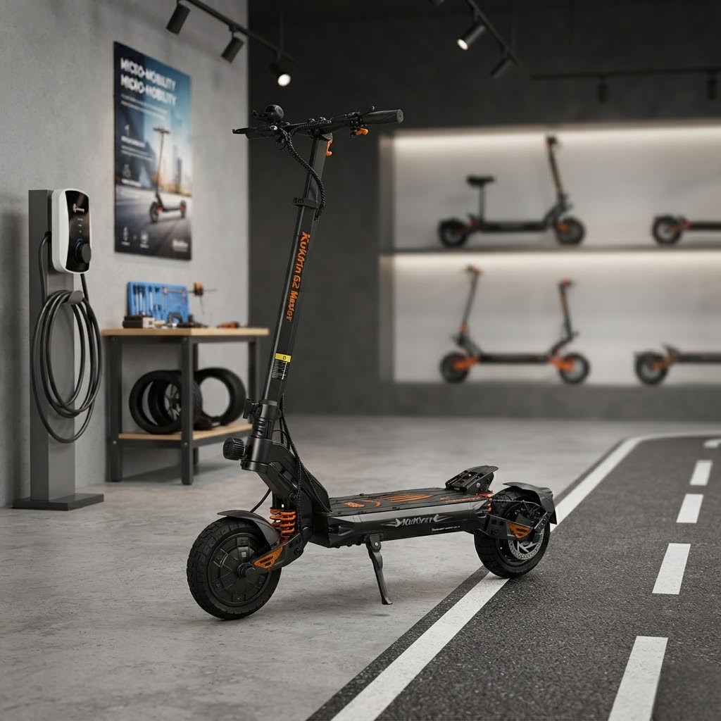 Trottinette KUKIRIN G2 Master — Batterie 52V 20.8Ah = 70km de trajet. Double suspension hydraulique, pneus 10" tout-terrain. Charge 120kg !