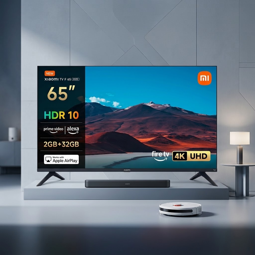 Xiaomi TV F 65 pouces — L65MB-FAEU. 165 cm, 4K UHD, Fire TV, Alexa et AirPlay intégrés. Accès direct à Netflix, Prime Video, Disney+.