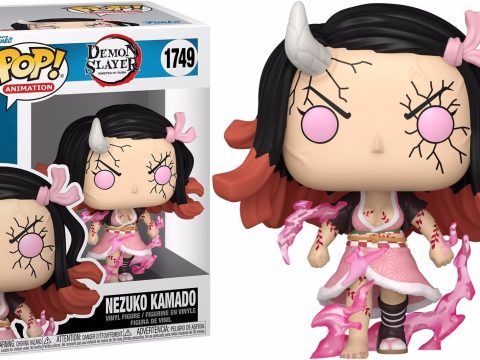 Nezuko Kamado sous sa forme démon, vêtue de son kimono rose iconique. Elle est représentée avec des détails démoniaques intenses, capturant à la fois sa puissance et sa douceur dans l'univers de Demon Slayer.