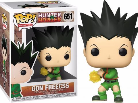 Figurine Funko Pop Animation Hunter X Hunter n°651 représentant Gon Freecs en pleine action, tenant une boule de feu dans sa main