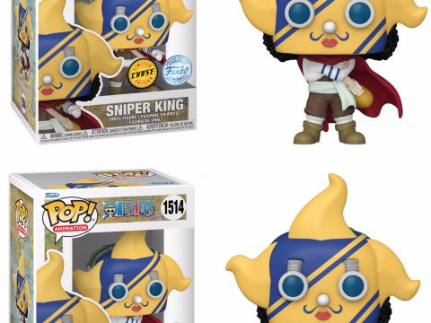 Sniper King, alias Usopp, fait son entrée chez Funko ! Découvrez la figurine avec version classique (masque, bras croisés) et une Chase exclusive avec lance-pierre. 1 chance sur 6 de l'obtenir à la livraison.