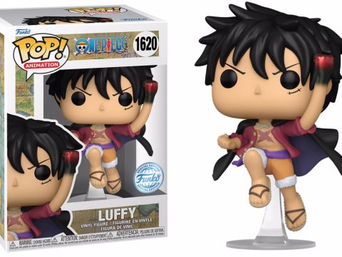 Figurine Funko Pop de Luffytaro en version métallique avec gant de boxe à la main gauche et cape. Une pièce unique pour les fans de One Piece.