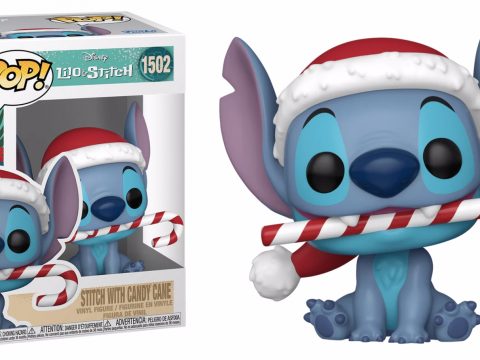 Stitch de Lilo & Stitch en édition Noël avec bonnet et sucre d'orge, choisi par Funko pour cette adorable figurine Funko Pop festive