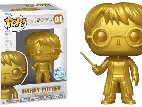 Figurine Funko Pop dorée de Harry Potter, représentant le célèbre sorcier de la saga, parfaite pour les fans et les collectionneurs.