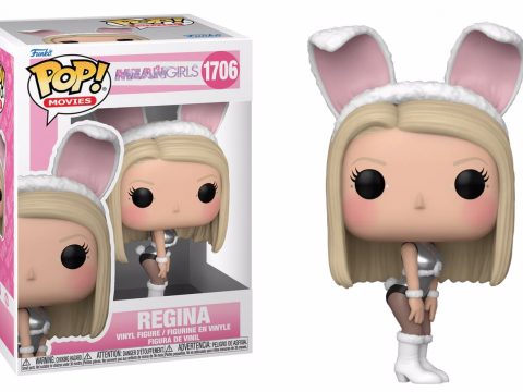 Funko Pop Regina George - Hommage à Lolita Malgré Moi, Rachel McAdams en jupe noire, haut gris et bottes blanches, 20e anniversaire du film.