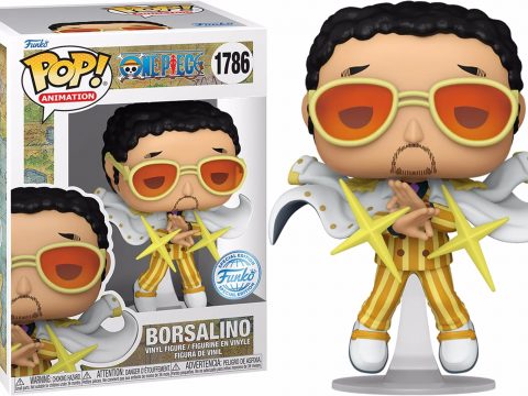 Borsalino, alias Kizaru, débarque en Funko Pop - Découvrez l'amiral de la Marine dans son costume jaune rayé, sa veste blanche élégante et ses lunettes iconiques.