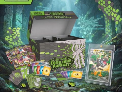 ETB Pokémon ME03 Équilibre Parfait — 9 boosters + promo exclusive Ptyranidur. Méga-Zygarde, Staross, Mélodelfe ex. Cartes ultra rares à découvrir.