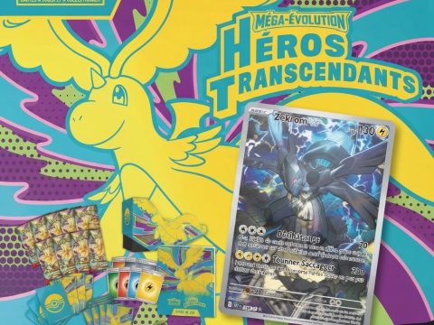 ETB Héros Transcendants ME02.5 — Méga-Dracolosse ex, promo exclusive Zekrom Full Art. 9 boosters + accessoires premium.