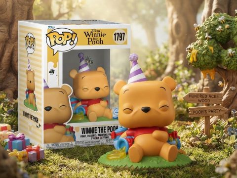 Funko POP 1797 — Winnie l'Ourson 100ᵉ Anniversaire. Vinyle 13,5 cm, chapeau rayé, pots de miel et cadeaux. Idéal collection ou cadeau Disney.