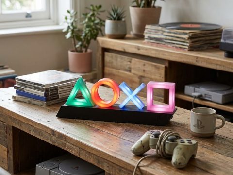 Lampe Paladone PlayStation — Triangle, rond, croix, carré. Lumière qui danse avec la musique. Produit officiel. Le cadeau idéal pour tout gamer.