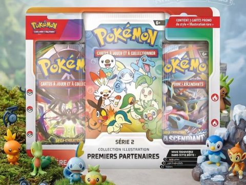 Pokémon — Premiers Partenaires Série 2. 9 cartes exclusives, starters Johto/Unys/Galar. Art panoramique rare. Coffret 30ᵉ anniversaire.