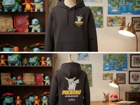 Sweat à capuche Pikachu #0025 — Noir, tailles S à XXL. Licence officielle Nintendo. Confortable, résistant, idéal fan & cadeau Pokémon !