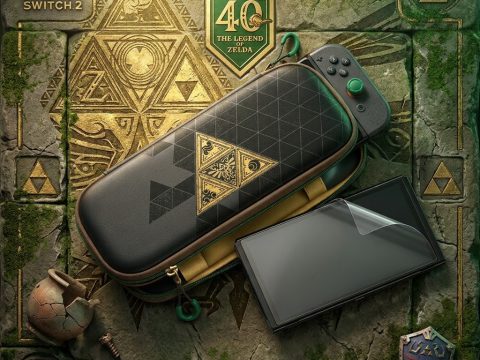 Pochette & Protection d’Écran Zelda 40e Anniversaire — Switch 2 Pochette Zelda 40e anniversaire Switch 2 — Étui rigide + protection d'écran incluse 🛡️ Chocs et rayures évités, emplacements 6 jeux et 2 dragonnes.