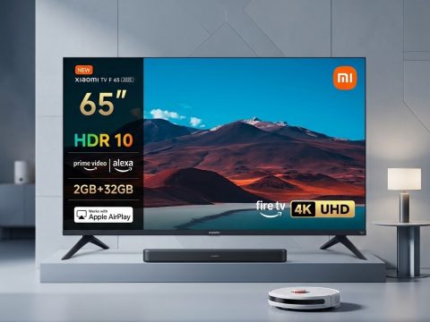 Xiaomi TV F 65 pouces — L65MB-FAEU. 165 cm, 4K UHD, Fire TV, Alexa et AirPlay intégrés. Accès direct à Netflix, Prime Video, Disney+.